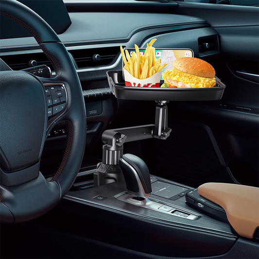 🚗🍽️ Plateau de Voiture pour Porte-Gobelet – Pivotant à 360°, Surface Extensible et Support de Téléphone