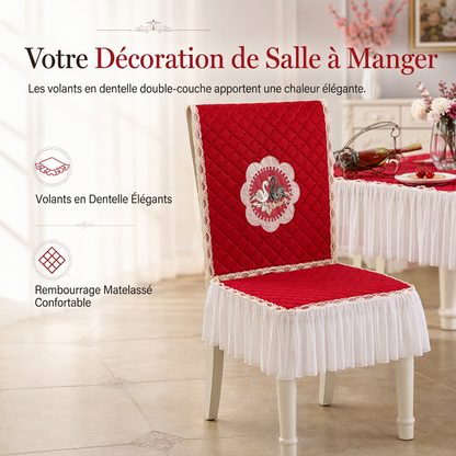 🪑🦢 Ensemble Nappe et Housses de Chaise de Salle à Manger – Matelassé Élégant, Broderie Cygne et Protection Durable