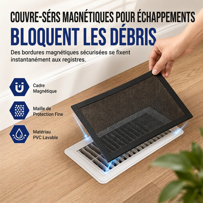 🧲💨 Filtre Magnétique pour Grille d'Aération – Fixation sans Perçage, Maille PVC Anti-Poussière et Flux d'Air Préservé