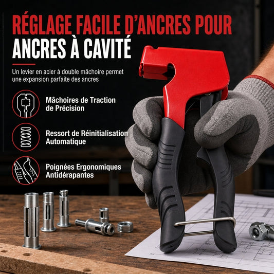 🧰🔧 Pince à Expansion pour Chevilles de Parois Creuses – Acier au Carbone, Formats M3 à M8 et Ressort de Rappel