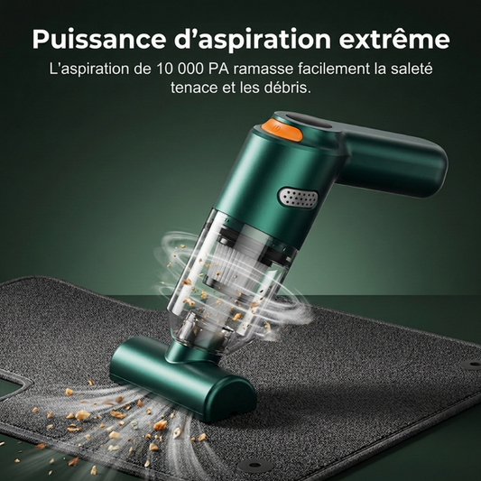 🚗⚡ Aspirateur à Main Sans Fil Puissant pour Voiture (10000 Pa) – Moteur Cyclonique 120W, Ultra-Léger 400g & Double Filtre HEPA Lavable