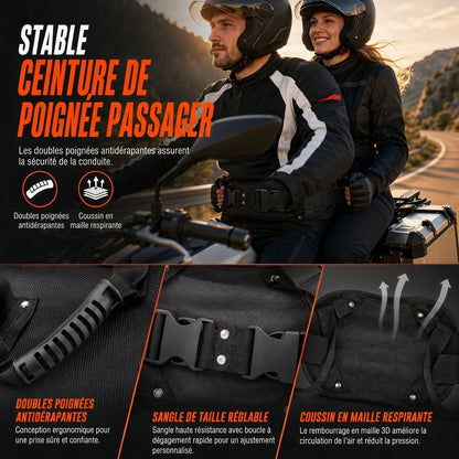 🏍️🧤 Sangle de Maintien Passager pour Moto – Nylon Haute Résistance, Réglable et Poignée Antidérapante