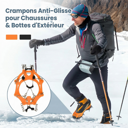 🧊🥾 Crampons Antidérapants pour Chaussures et Bottes – Pointures 35 à 44, Élastiques et Faciles à Enfiler