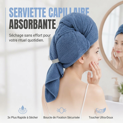 Serviette de séchage capillaire en microfibre avec bande élastique