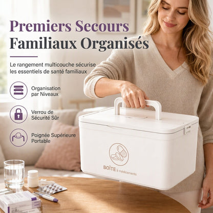 🎁 Nouveautés 2026 : -50 % 💥 Grande boîte de rangement pour médicaments en plastique avec compartiments séparés à plusieurs niveaux, boîte de rangement portable pour premiers secours d'urgence familiale 💊📦