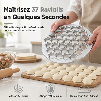 🥟🍴 Moule à Raviolis en Alliage d’Aluminium à 37 Cavités – Rapide, Uniforme et Facile à Utiliser