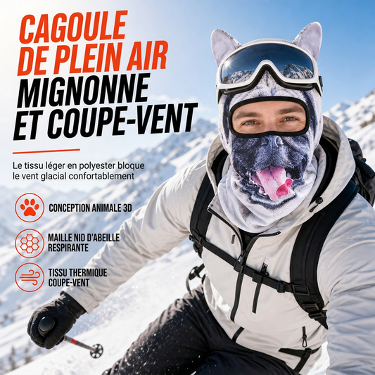 🏂🐾 Cagoule Coupe-Vent à Motif Animal – Respirante, Extensible et Conçue pour les Activités Hivernales