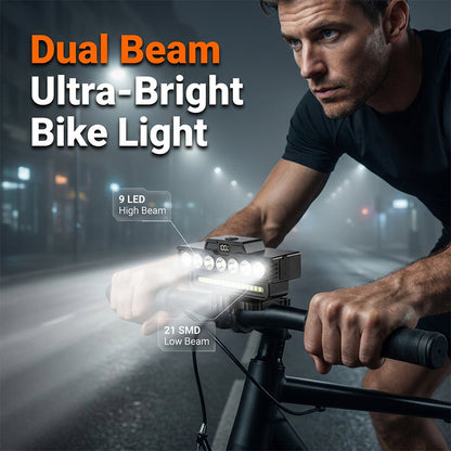 🚴💡 Éclairage Vélo Double Faisceau LED – Puissant, Longue Autonomie et Facile à Installer