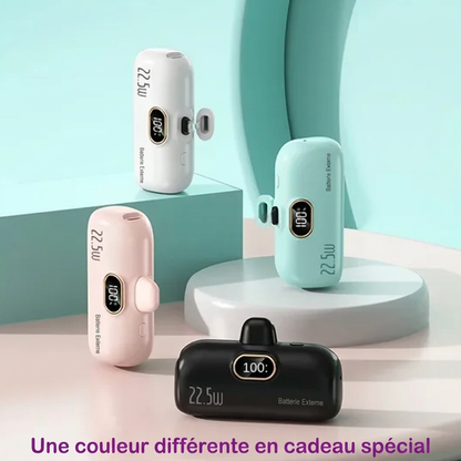 🔋⚡ Batterie Externe Mini 5 000 mAh – Puissance 22,5 W, Affichage Numérique et 3 Sorties
