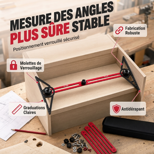 📐🪜 Gabarit de Marches d'Escalier en Aluminium Réglable – Mesure d'Angles Haute Précision, Verrouillage 360° & Étui de Rangement Pro 🔧