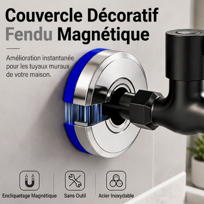 🚰🧲 Cache décoratif magnétique pour robinet et tuyau – En deux parties, sans outil et amovible