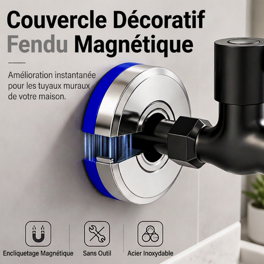 🚰🧲 Cache décoratif magnétique pour robinet et tuyau – En deux parties, sans outil et amovible