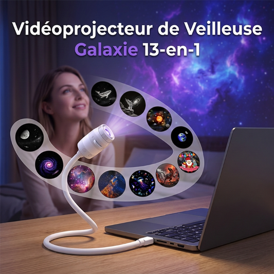 🌌💡 Lampe projecteur galaxie avec disques ciel étoilé – Projection modulable, col flexible et alimentation USB