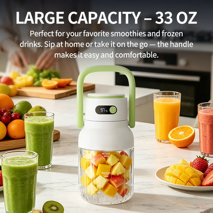 🥤🔋 Blender portable 1 000 ml – 12 lames, écran numérique et recharge USB