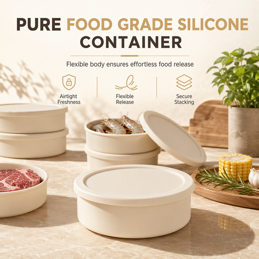 Boîte Repas Hermétique en Silicone, Passe au Micro-ondes