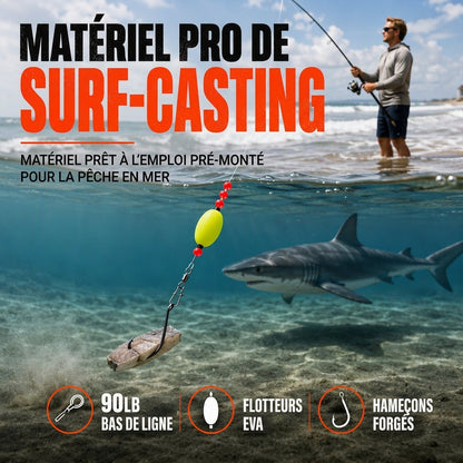 🎣🌊 Montages Pré-Noués pour Pêche en Surfcasting – Flotteurs EVA, Hameçons Circulaires et Bas de Ligne Résistant