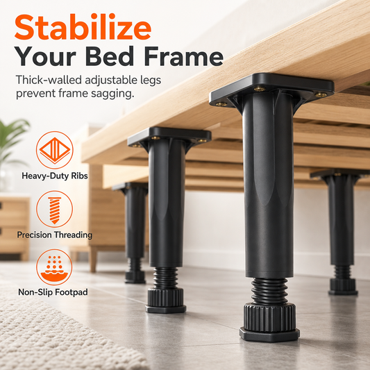 🛏️🔧 Pied de Support Réglable en Plastique pour Lit et Meubles – Télescopique, Renforcé et Facile à Installer
