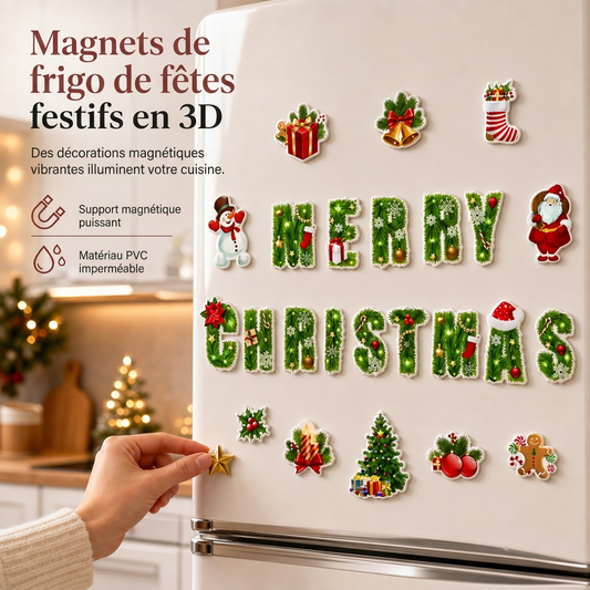 🎅🎄 Aimants Décoratifs de Noël 3D pour Réfrigérateur – PVC Imperméable, Adhérence Puissante et Sans Résidus