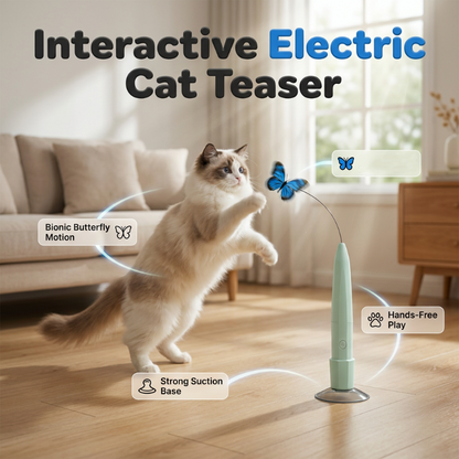 🐱🦋 Jouet Électrique pour Chat avec Papillon Rotatif – Ventouse Puissante, Mouvement Bionique et Jeu Autonome