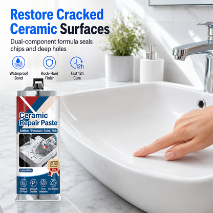 🛠️✨ Pâte de Réparation Céramique & Carrelage (90 g) – Comblement Fissures, Étanche et Finition Invisible