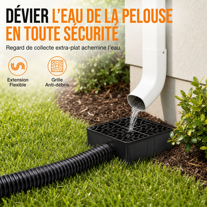 🌧️🏡 Kit Bassin de Récupération & Extension de Gouttière Flexible – Évacuation Anti-Érosion, Grille Filtrante et Installation Sans Outil