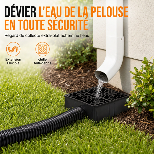 🌧️🏡 Kit Bassin de Récupération & Extension de Gouttière Flexible – Évacuation Anti-Érosion, Grille Filtrante et Installation Sans Outil
