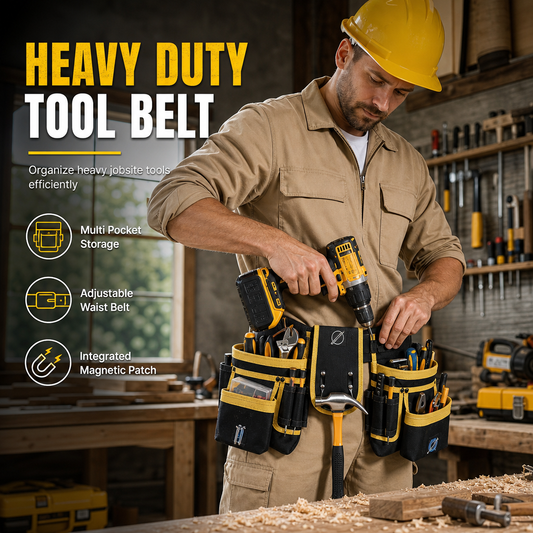 🛠️🧰 Ceinture Porte-Outils Professionnelle Haute Résistance – Tissu Oxford Renforcé, Patch Magnétique Puissant & Porte-Marteau en Acier ⚡