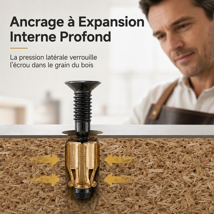 🚪🔩 Kit de Réparation pour Charnière de Porte d'Armoire – Inserts à Double Expansion, Acier Haute Résistance & Finition Cuivrée Anti-Arrachement ✨