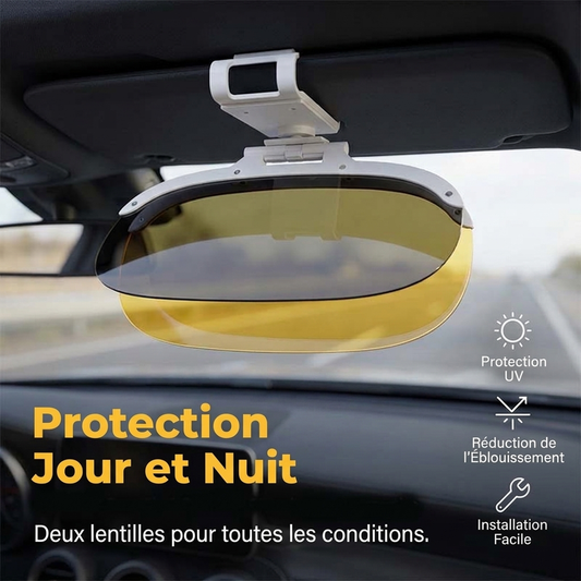 🚗☀️ Prolongateur Pare-Soleil Voiture Anti-Éblouissement 2-en-1 – Double Visière Jour & Nuit, Rotation 360° & Protection UV Haute Définition 🌙