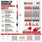 ✏️📏 Lot de 10 Marqueurs Permanents Double Pointe Longue 21 mm – Trous Profonds, Encre Étanche et Multi-Surfaces