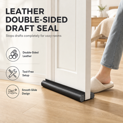 🚪🍂 Boudin de Porte Anti-Courant d'Air en Cuir Double Face – Isolement du Froid et du Bruit, Mousse Haute Densité et Pose Sans Outil