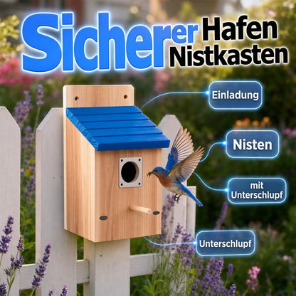 🐦🏡 Nichoir en Bois Massif pour Oiseaux de Jardin – Toit Incliné Anti-Pluie, Protection Antiprédateurs et Nettoyage Facile