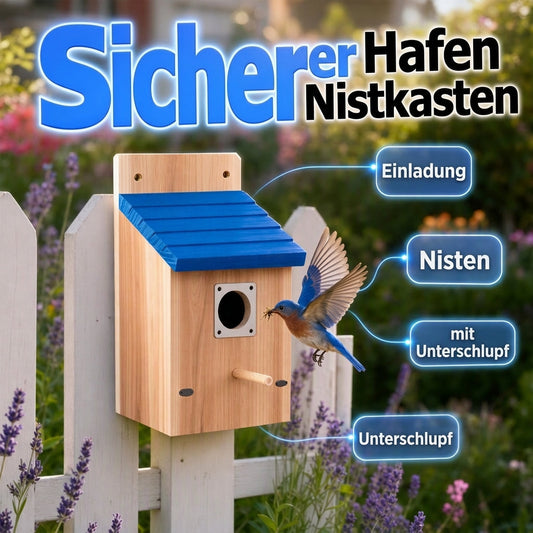 🐦🏡 Nichoir en Bois Massif pour Oiseaux de Jardin – Toit Incliné Anti-Pluie, Protection Antiprédateurs et Nettoyage Facile