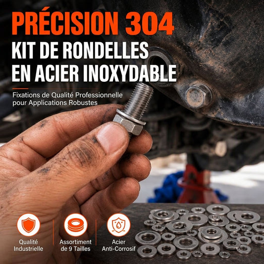 ⚙️🔩 Kit de Rondelles en Acier Inoxydable 304 (180 Pièces) – Répartition de Charge, Anti-Desserrage et Résistant à la Corrosion