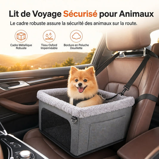 🐶🚗 Siège Panier de Voyage Sécurisé pour Chien | Armature Métal Anti-Affaissement, Laisse Intégrée & Oxford Imperméable
