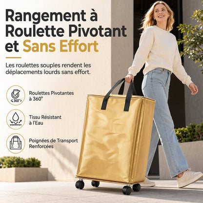 📦🛞 Sac de Déménagement Pliable à Roulettes 360° | Déplacement Sans Effort, Tissu Étanche Renforcé & Rangement Compact
