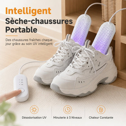 👞✨ Sèche-Chaussures Portable avec Lampe UV & Minuterie | Chaleur 360° 55-65°C, Anti-Odeurs & Format Compact