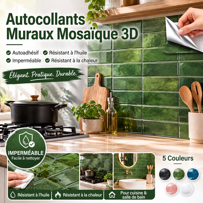 🍳✨ Crédence Adhésive Murale Cuisine en PET (23×29 cm) | Anti-Éclaboussures Graisse, Découpable & Pose Sans Outil