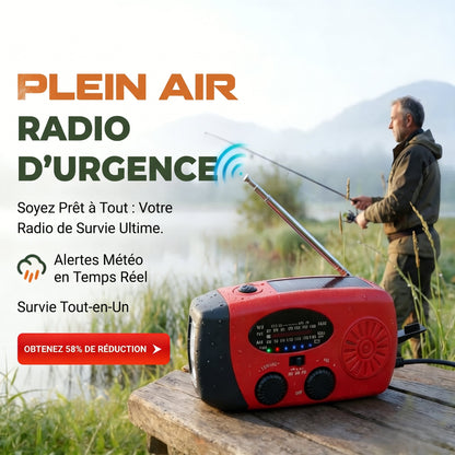 📻🔦 Radio d'Urgence Solaire & Manivelle Multifonction | AM/FM, Lampe LED & Batterie de Secours USB