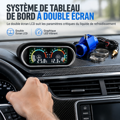 🚗⚡ Manomètre Combiné Température d'Eau & Tension 12V/24V – Écran LCD Haute Précision, Alarme Sonore & Capteur Laiton